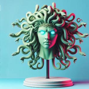 948 Color 3D Model of a Beautiful Gorgon with Snake Hair and Glowing Eyes, fantasy, wood, base, sword, warrior, wild, fox, monster, cat, dog, fair, witch, werewolf, horror, beast, gothic, troll