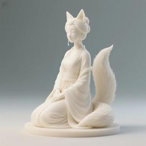 1866 Fox Spirit Woman in Pu Song Ling Style, magic, dragon, serpent, mask, gnome, gorgon, venetian carnival, wild, fox, monster, cat, fair, witch, werewolf, horror, beast, snake, troll, skeleton dance