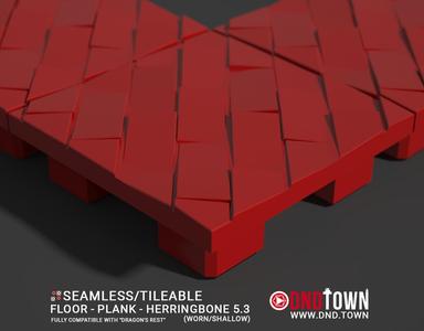 Floor - Plank - Herringbone 05.3 (WORN/SHALLOW) - 3D Modular Dungeon Tile - DnD Town Minis (www.dnd.town)