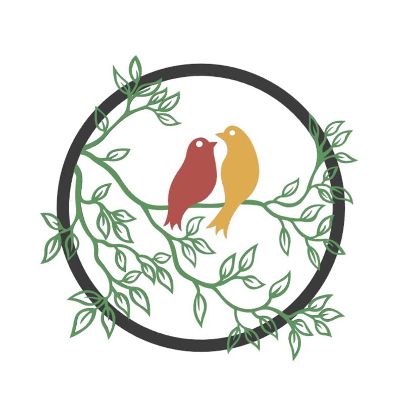 bird on branch floral wall decor art