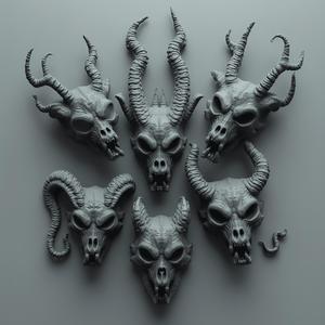 Demonic Horned Skull Bits Set for Wargaming Miniatures