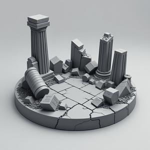 Ancient Ruins 80mm Round Base for Wargaming Miniatures