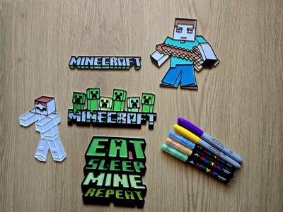 Minecraft Creeper Steve DIY Coloring Pack Set Fun