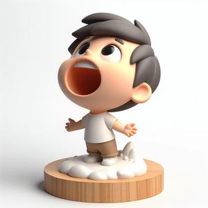 Modern Boys 3D Showpiece – Standing Figurines on Holder with Open Mouths, Decorative Art Model