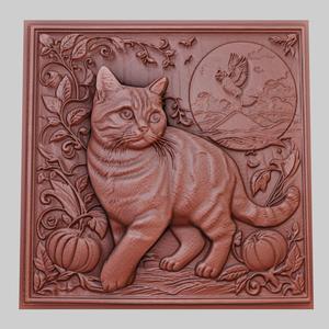 The cat roams silently 3d printer model animal model obj stl