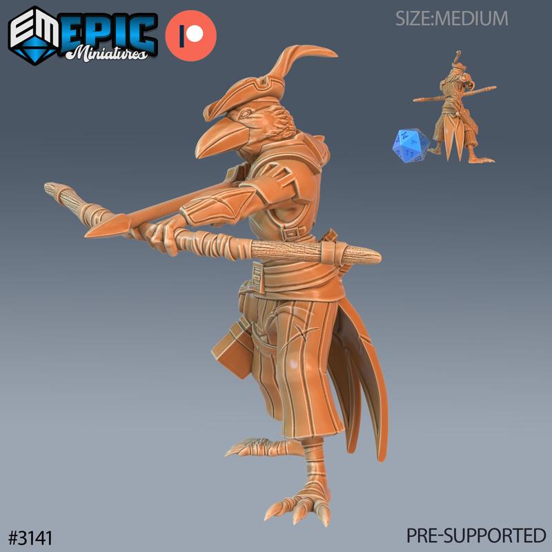 Crow Hood Ranger Shooting ‧ DnD Miniature ‧ Tabletop Miniatures ‧ Gaming Monster ‧ 3D Model ‧ RPG ‧ DnDminis ‧ STL FILE