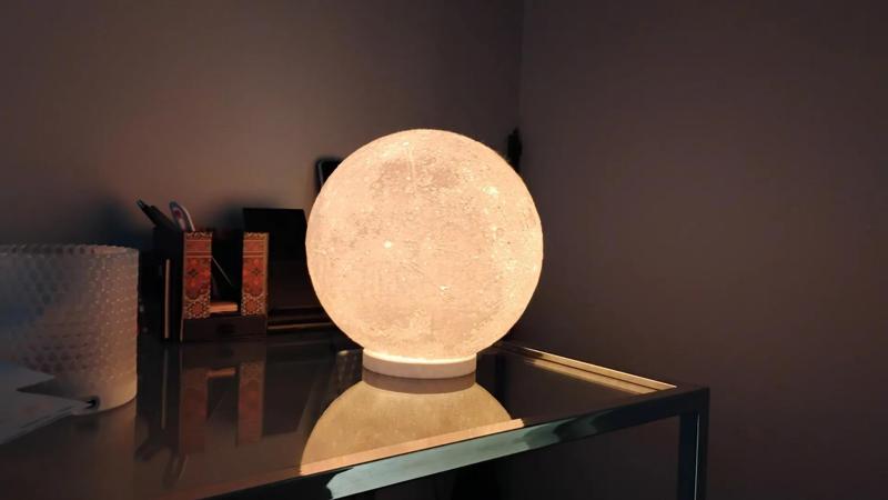 Moon height map lamp shade for NeoPixel puck base