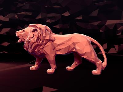 Polygonal Lion Figurine