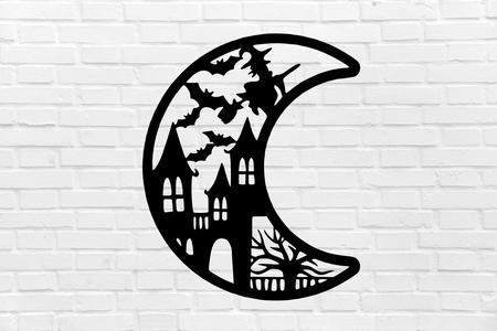 Halloween witch moon wall decoration