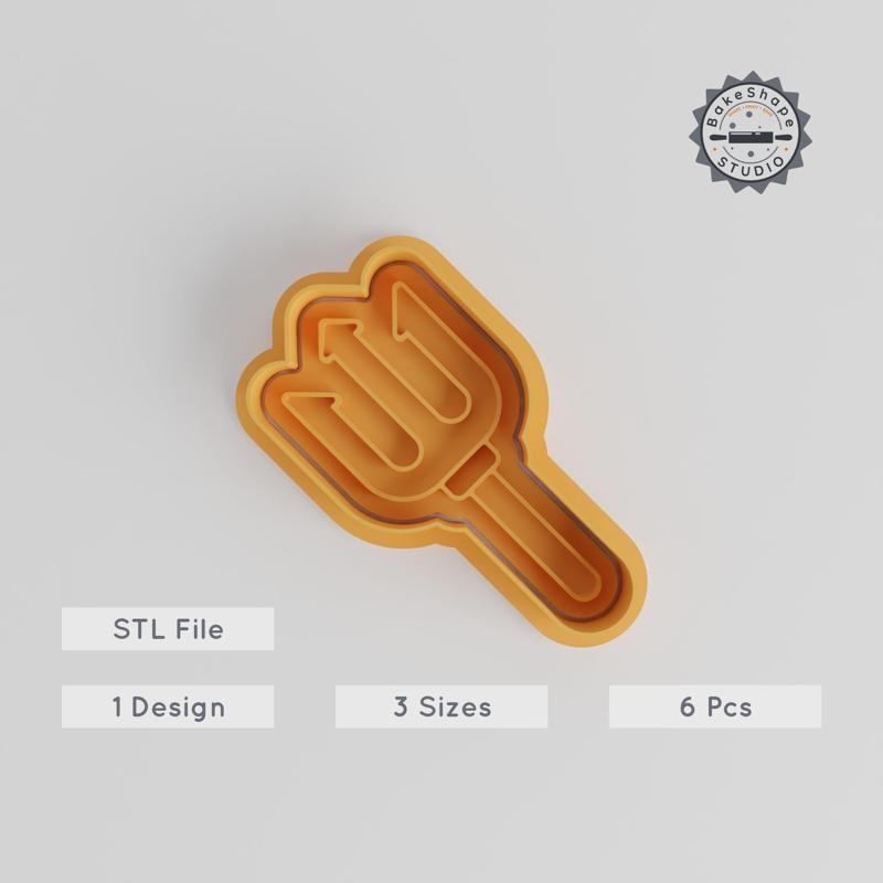 Pitchfork Cookie Cutter & Stamp Set, Spooky & Farm Designs, 6 Piece, Perfect for Fondant, 3 Sizes S/M/L