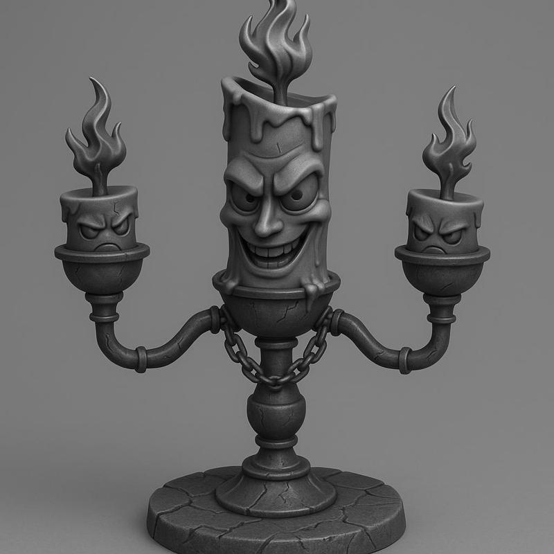 Evil Candle Candelabra STL – Creepy Haunted 3D Printable Statue