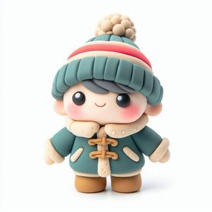 Cute Kid in Winter Dress 3D Print – Child Figurine with Hat and Coat, Cozy Decorative Winter Model