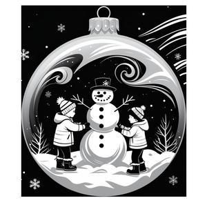 Kids building snowman bauble