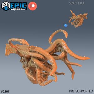 Giant Squid Boat Attack ‧ DnD Miniature ‧ Tabletop Miniatures ‧ Gaming Monster ‧ 3D Model ‧ RPG ‧ DnDminis ‧ STL FILE