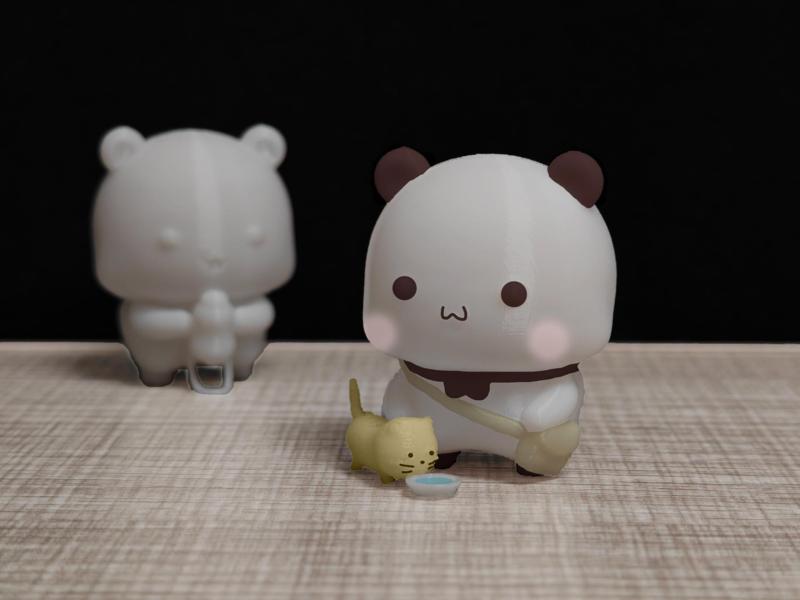 Couple Bear Series-Squatting to Feed a Cat (YiEr)