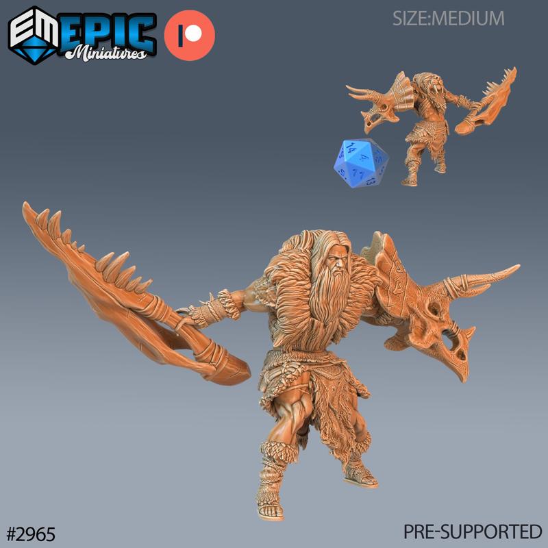 Caveman Barbarian ‧ DnD Miniature ‧ Tabletop Miniatures ‧ Gaming Monster ‧ 3D Model ‧ RPG ‧ DnDminis ‧ STL FILE