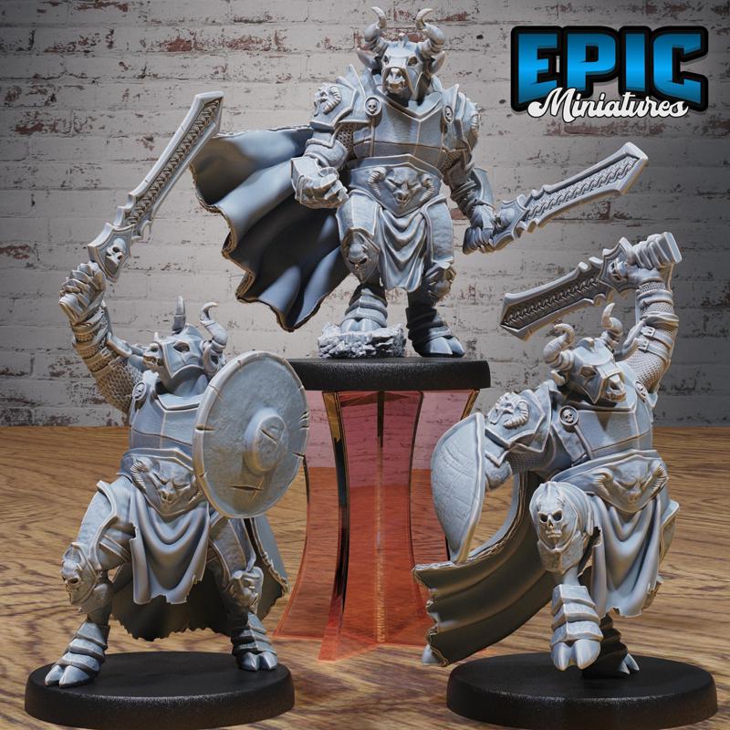 Minotaur Paladin Set ‧ DnD Miniature ‧ Tabletop Miniatures ‧ Gaming Monster ‧ 3D Model ‧ RPG ‧ DnDminis ‧ STL FILE
