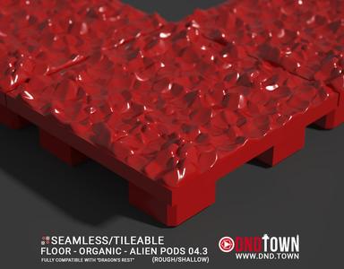 3D Modular Dungeon Tile: Floor - Organic - Alien Pods 4.3 (ROUGH/SHALLOW) - DnD Town Minis (www.dnd.town)
