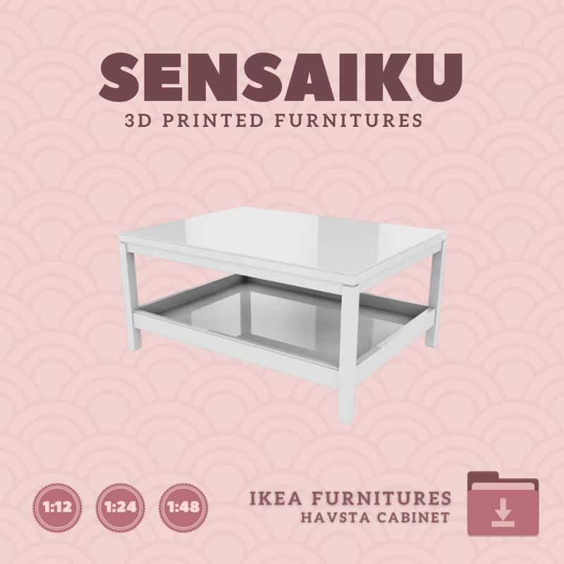 Miniature Replica HAVSTA Coffee Table for Miniature Dollhouse - IKEA (1:12,24,48) - 3D Print Instant Download