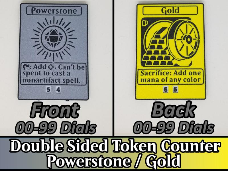 Double Sided MTG Token Counter: Powerstone / Gold