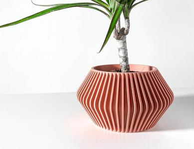 The Hendro Planter Pot with Drainage: Tray & Stand Included | Modern and Unique Home Decor for Plants and Succulents | STL File   