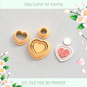 Heart Earring with Precious Stones B POLYMER CLAY CUTTER