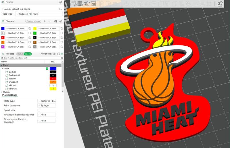 NBA Miami heat keychain Badge Printable and Renderable
