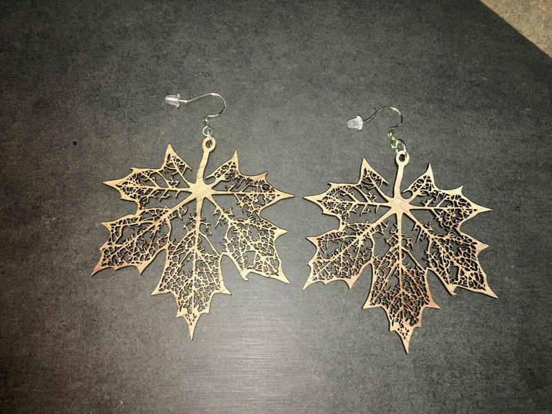 Platinum leaf earrings