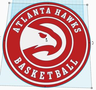 Atlanta Hawks Wall Logo with Hidden Keyhole for Screw Mounting - 22cm and 29cm