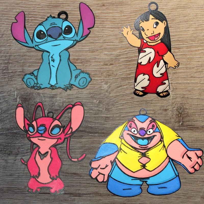 Set of 4 Disney Lilo and Stitch ornaments