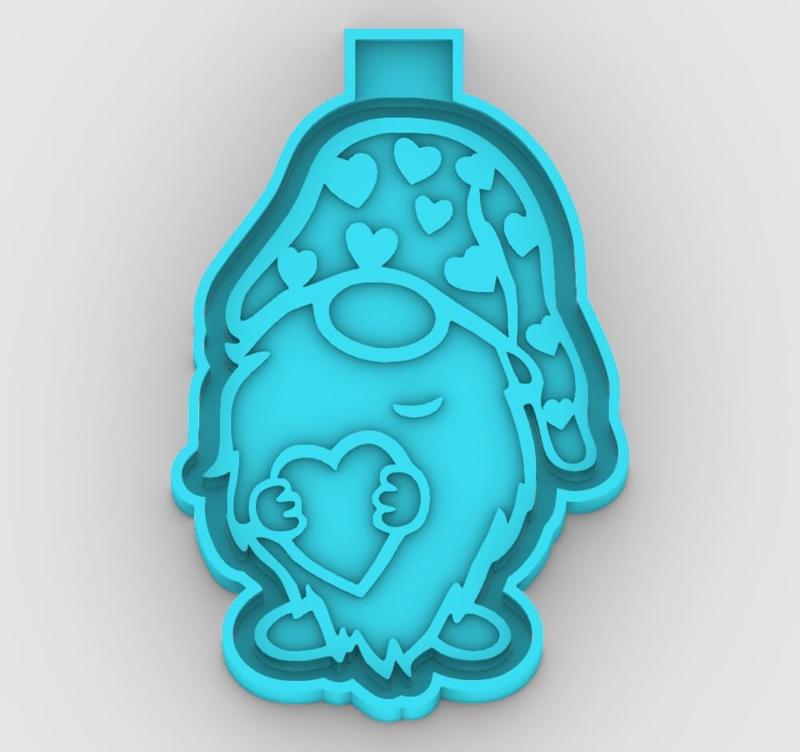 Gnome in love - pose 3 - freshie mold - STL for silicone mold