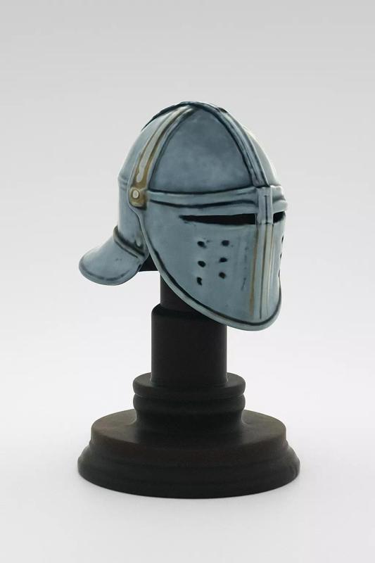 Medieval Bascinet Helmet on Display Pedestal