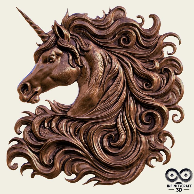 Fantasy Unicorn Head Relief – Mythical Wall Decor