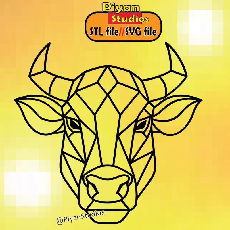 cow face wall art svg, stl