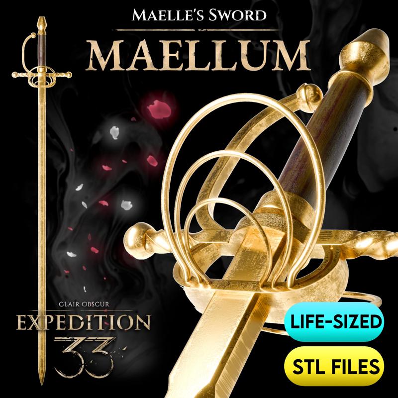 Maelle's Sword Maellum STL Files | Life Sized | High Detail