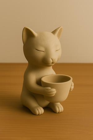 🐾 Minimalist Cat Planter Holding Pot – 3D Printed Zen Kitty for Succulents & Decor Lovers
