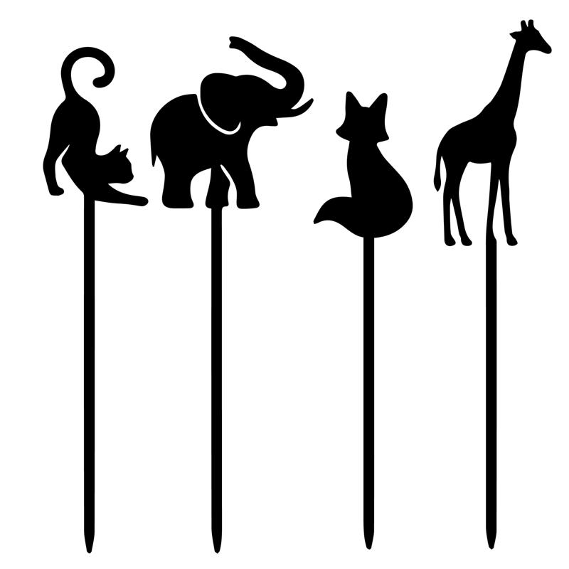 2 SETS STIRRER / MIXER / SHAKER FOR DRINKS TOPPER CAKE ANIMALS