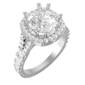 Womens Engagement Ring Cushion Halo Split Shank for Printing