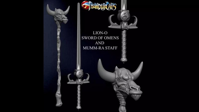 3D PRINTABLE THUNDERCATS SWORD OF OMENS AND MUMM RA STAFF