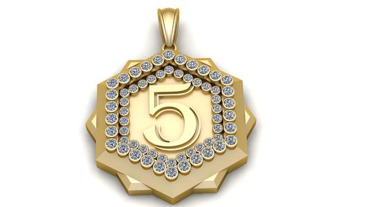 LUCKY 5 PENDANT 3D PRINTABLE MODEL