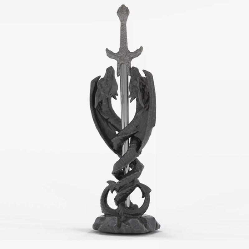 Ebros Gift Celtic Serpent Double Dragon Holding Excalibur Sword