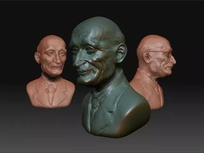 schuman three busts made of different materials