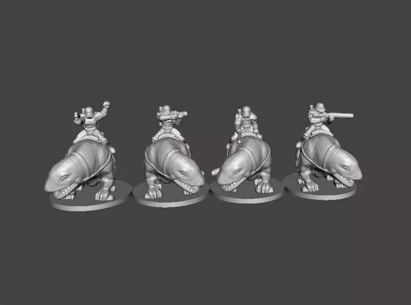 6MM SW SANDTROOPERS ON DEWBACK SET MINIATURE MODELS SCIFI GAMES