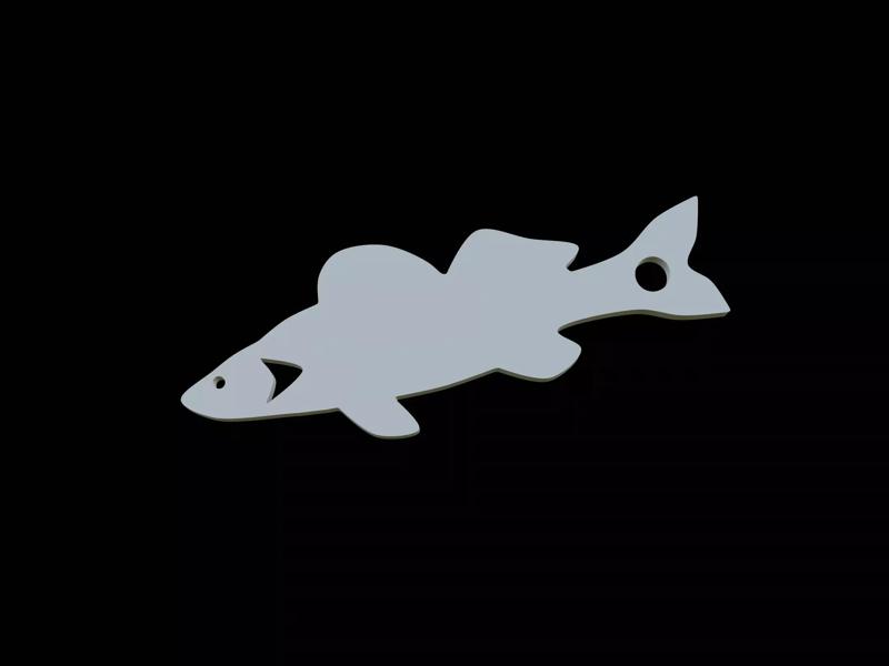 Zander fish keychain pendant