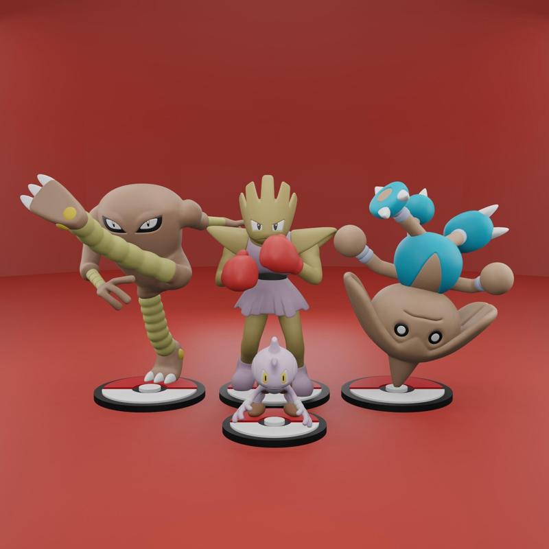 Pokemon No. 106, 107, 236, 237 Hitmonlee, Hitmonchan, Tyrogue, Hitmontop