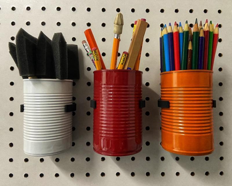 Food Can Mounts with Pegboard Compatible Holes
