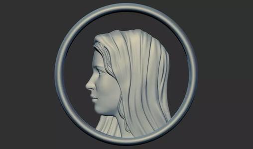 Young Virgin Mary face Framed 3d printable model cnc