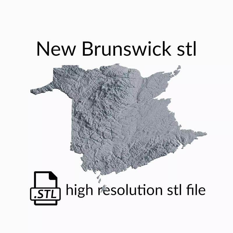 Canada New Brunswick Topographic Map - 3D Terrain Topography