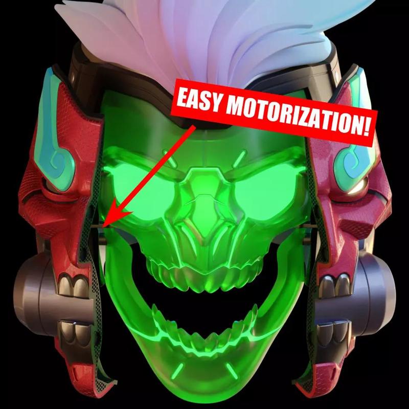 Motorized Cyberdemon Genji Helmet from Overwatch 2