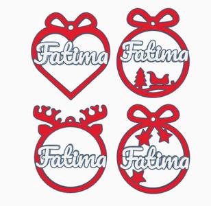 4 x Fatima, Personalized Christmas tree ball